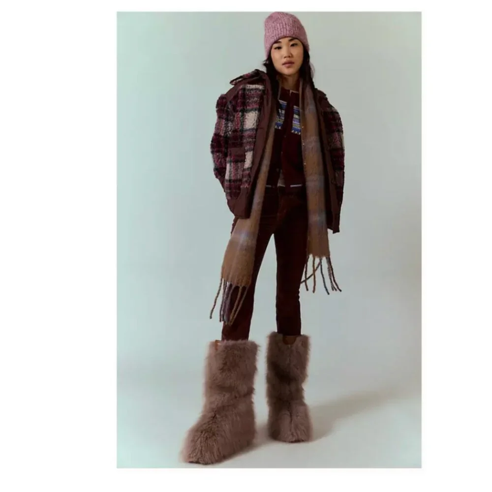 Free People Wild Thing Faux Fur Mid Boots Size 8